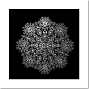 Silver lily mandala Posters and Art